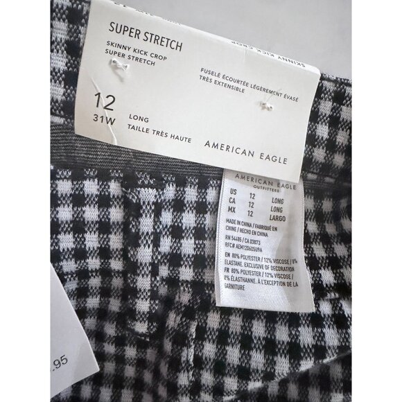American Eagle Skinny Kick Crop Pants Size 12 Long Super High Rise Super Stretch - Picture 5 of 11